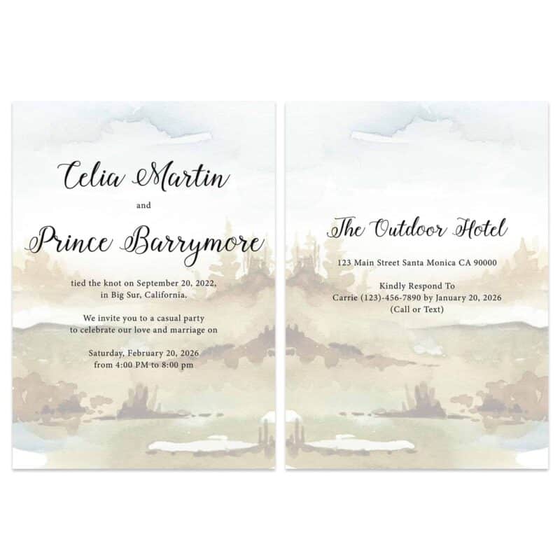 Casual Scenic Wedding Reception Party Invitation Cards, Custom