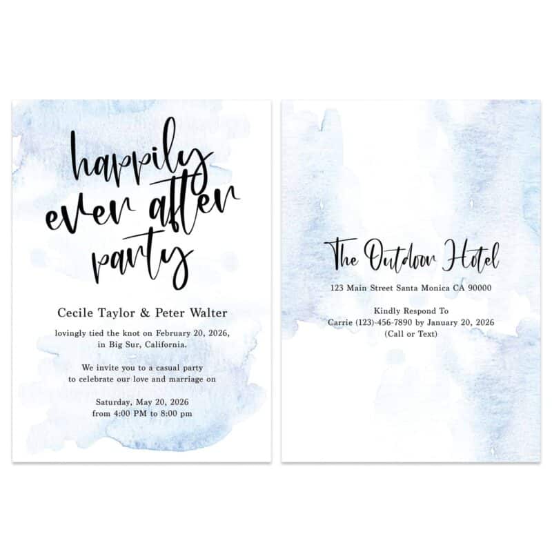 Happily Ever After Wedding Reception Blue Summer Custom Cards