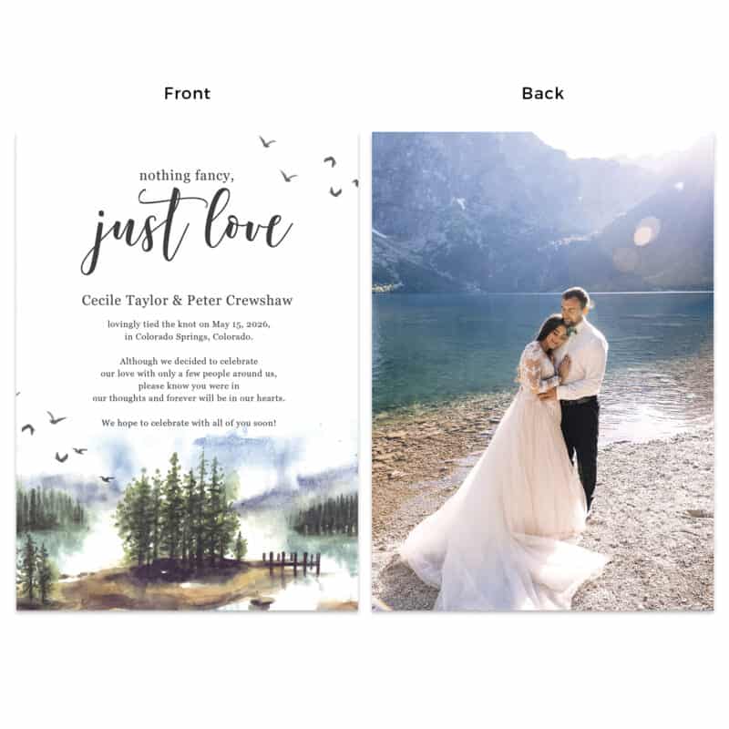 Nothing Fancy Just Love Wedding Elopement Custom Announcement Cards