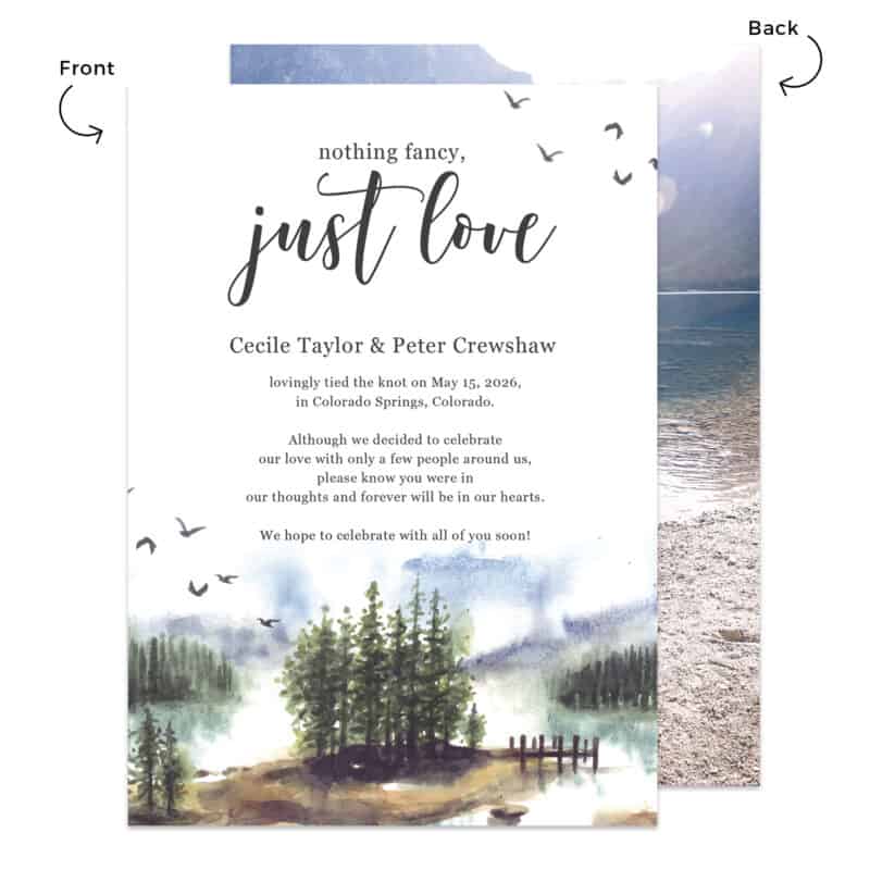 Nothing Fancy Just Love Wedding Elopement Custom Announcement Cards