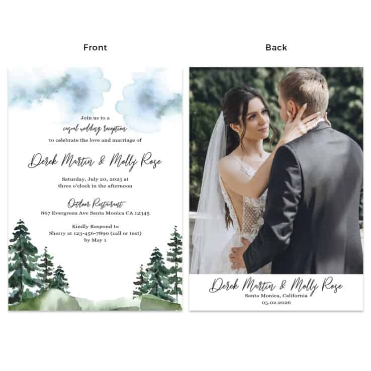 Casual Scenic Watercolor Wedding Invitation Party Reception Personalized Cards