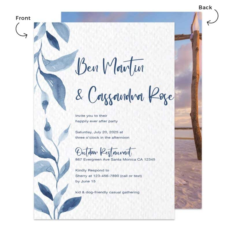 Custom Wedding Reception Party Invitation Cards, Boho Style