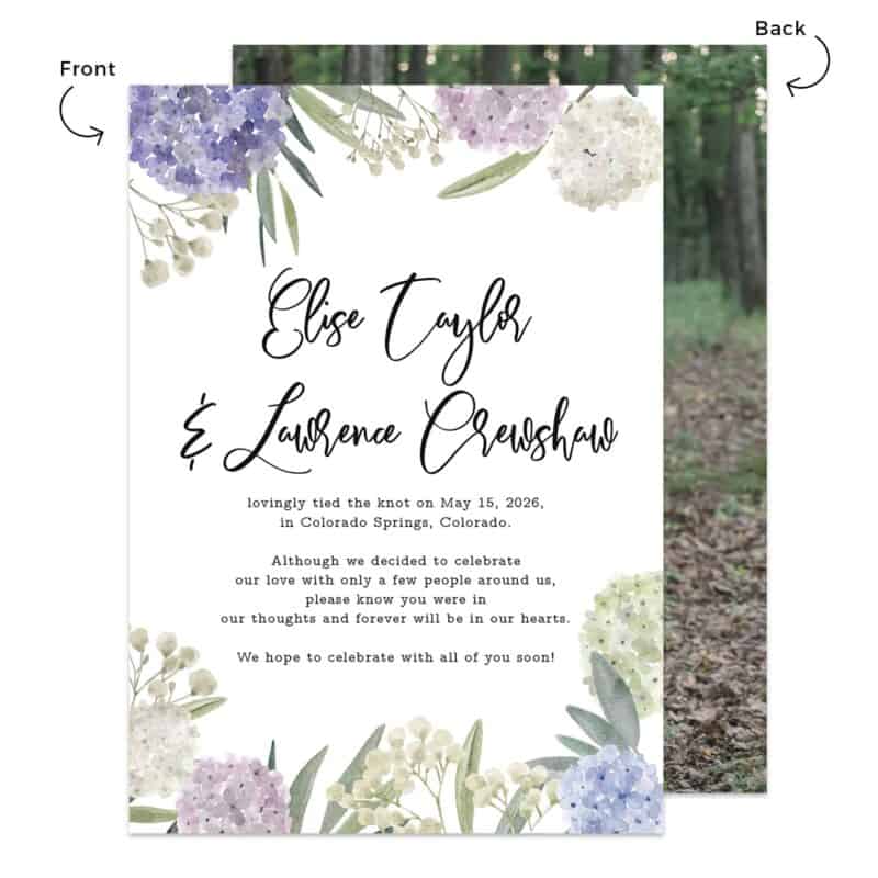 Boho Wedding Elopement Announcement Custom Cards