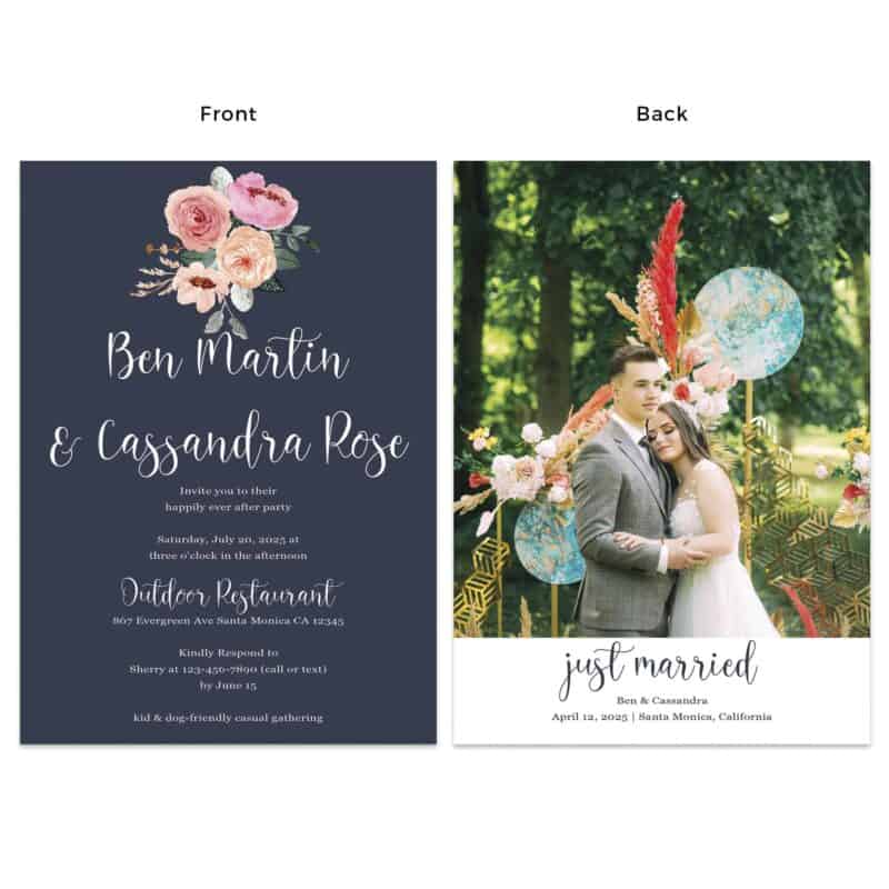 Rustic Wedding Reception Party Invitation Cards, Floral, Personalized